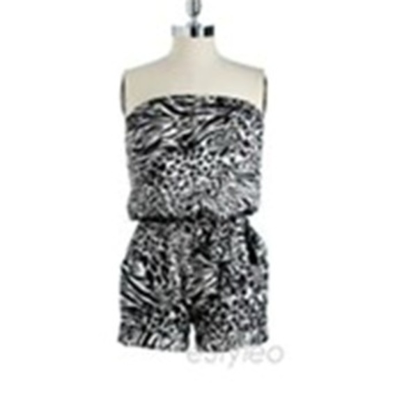 G by Guess Sleeveless Romper Cheetah Print Black - Picture 1 of 2